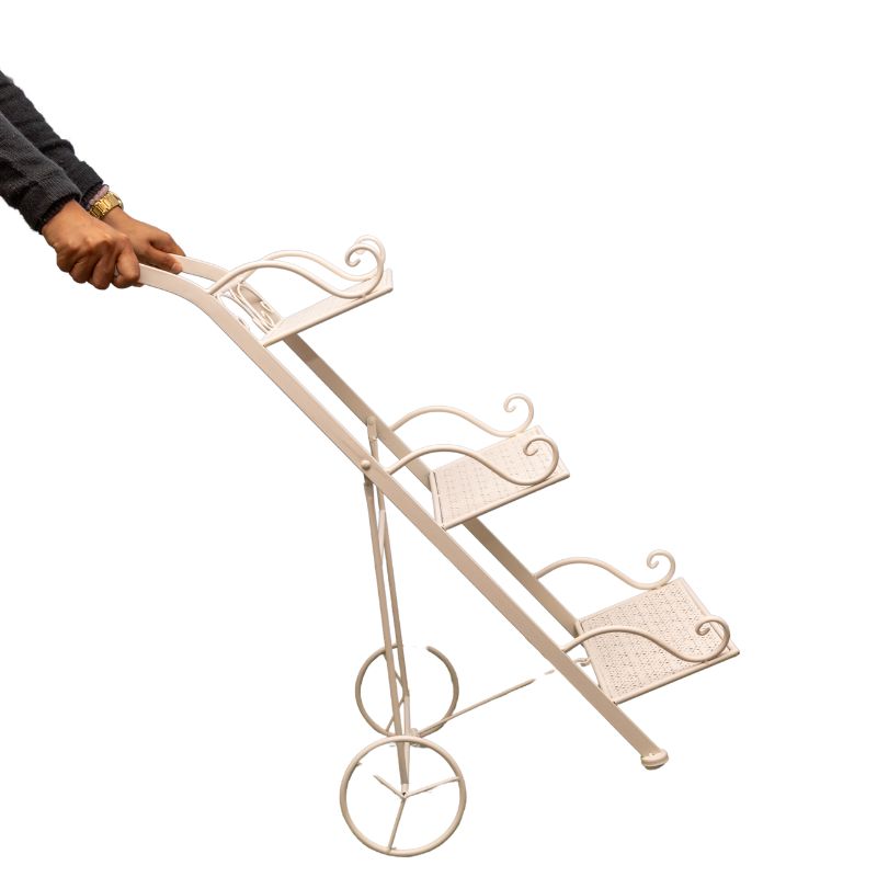 V637-48116CRT-202508251535-00 Bordeaux 3 Tier Cart Trolley Plant Stand 78cm - Image 1