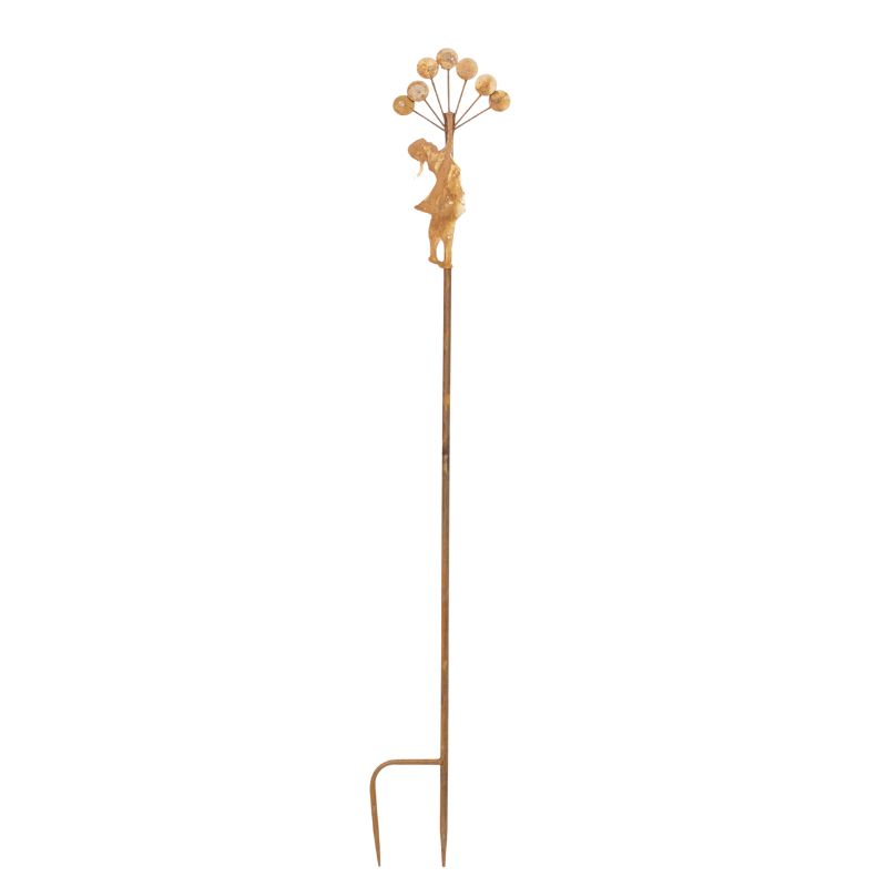 V637-48130STK-202508251235-00 Rust Girl w Balloons Garden Stake 125cm - Image 1