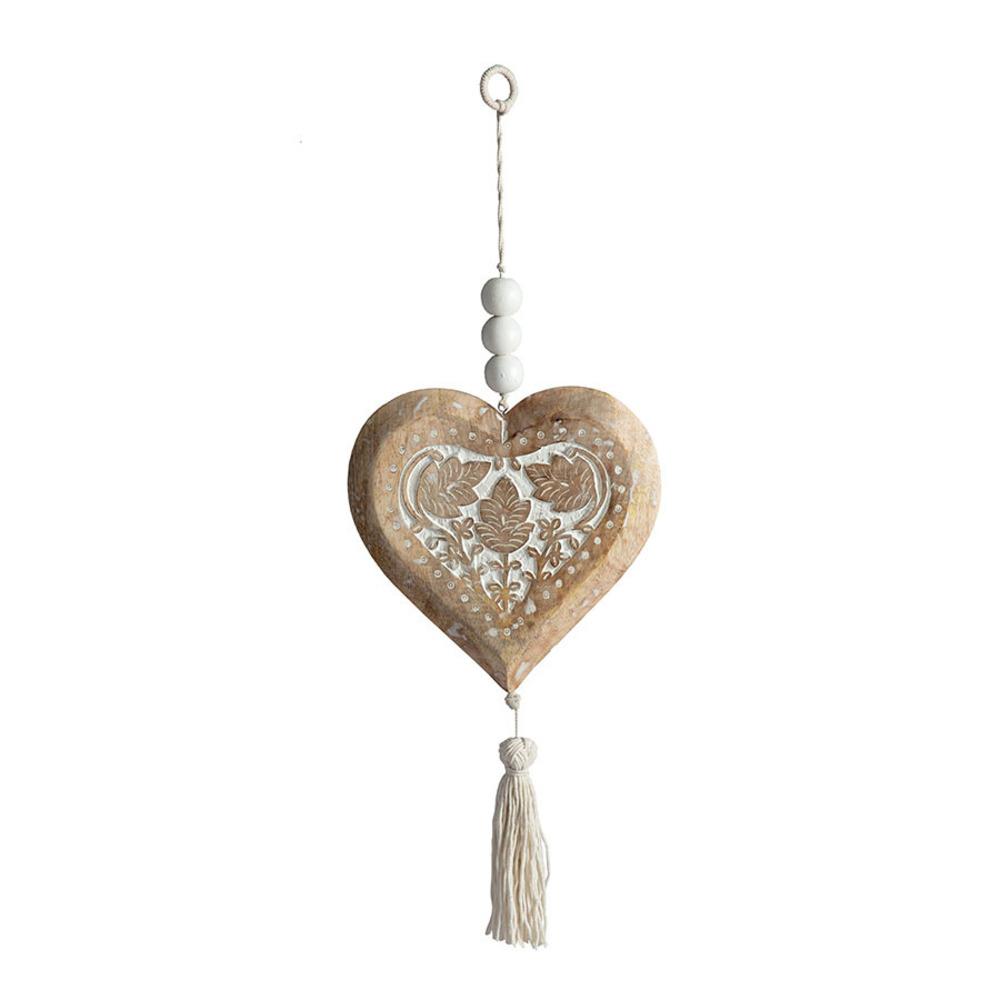 V637-50414HRT-202508251310-00 Mango Wood Heart w Beads & Tassle 73cm - Image 1