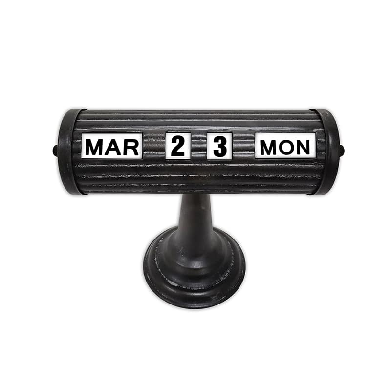 V637-56017CAL-202508251740-00 Vintage Style Black Table Top Calendar 24x18cm - Image 1