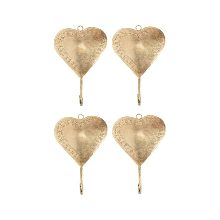 V637-59051HKS-202508251753-00 Set 4 Heart Wall Hooks 19cm - Image 1