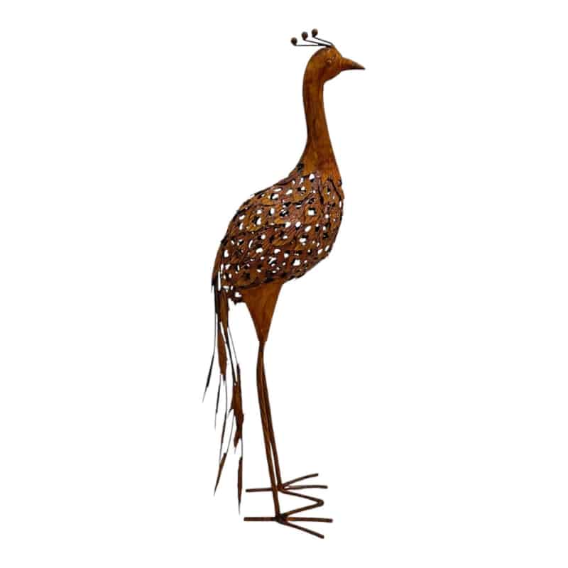 V637-71670PCK-202508251545-00 Rust Standing Peacock Garden Statue 60cm - Image 1