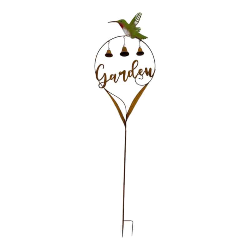 V637-71672GDN-202508251545-00 Garden' Stake w Hummingbird + Bells 158cm - Image 1