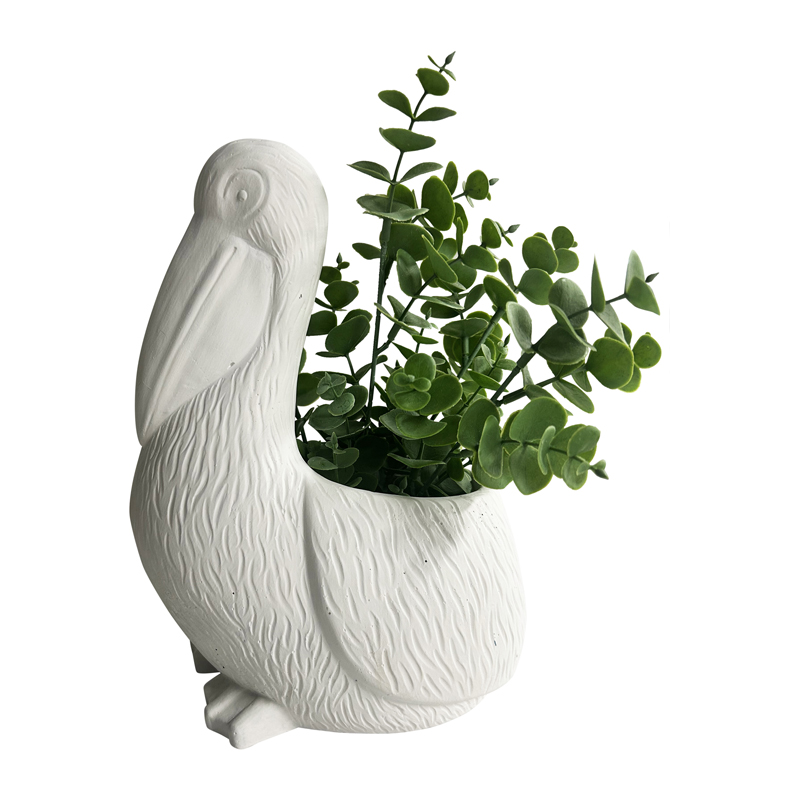 V637-88743PEL-202508251645-00 Contemporary White Pelican Planter w Hole + Plug 24cm - Image 1