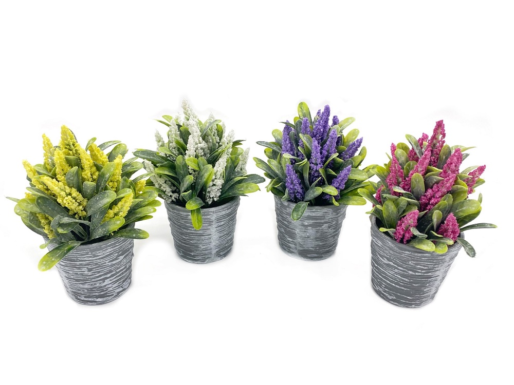 V637-AFL30419-202508251545-00 Set 4 Artificial Lavender In Plastic Pot 7x19cm - Image 1