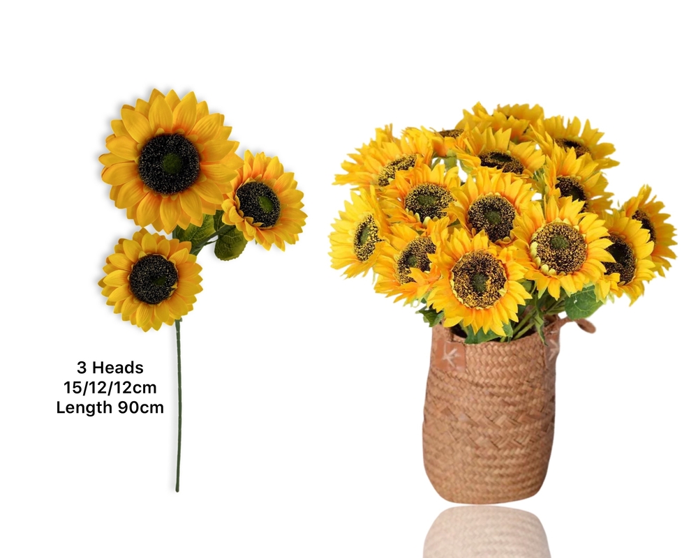 V637-AFL32931-202508251640-00 bulk 24 Artificial Sunflower 3 Heads 90cm - Image 1