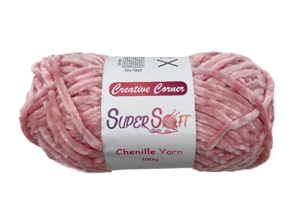 V637-CRA31385-202508251930-00 bulk 12 Pink Super Soft Chenille Yarn 100G - Image 1