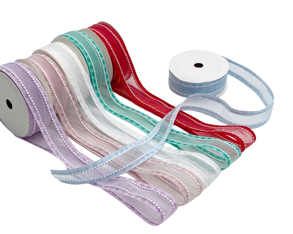 V637-CRA32998-202508251940-00 bulk 48 Organza Beaded Satin Edge Assort Wrap 300cm - Image 1