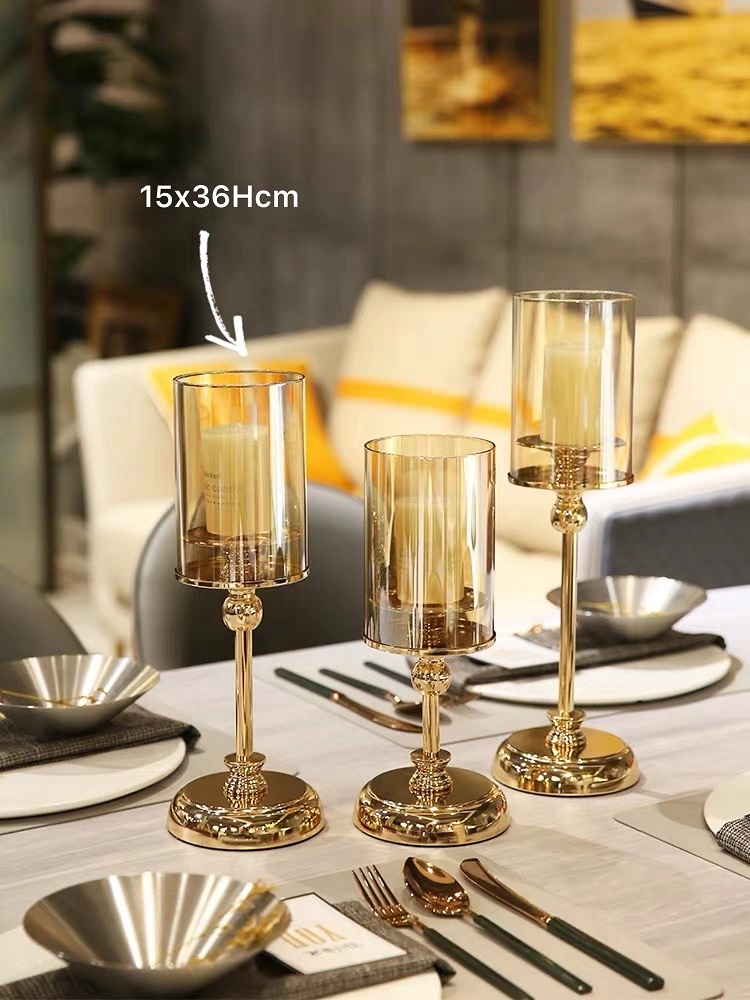 V637-DCO32636-202508251606-00 Gold Decorative Candle Holder Lantern 36cm - Image 1