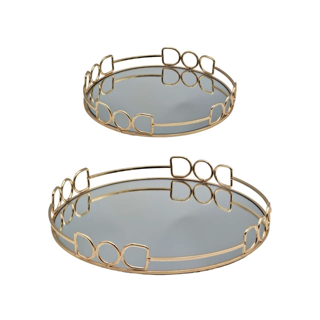 V637-DCO37425-202508251715-00 Round Mirror Tray Champagne Gold 30cm - Image 1