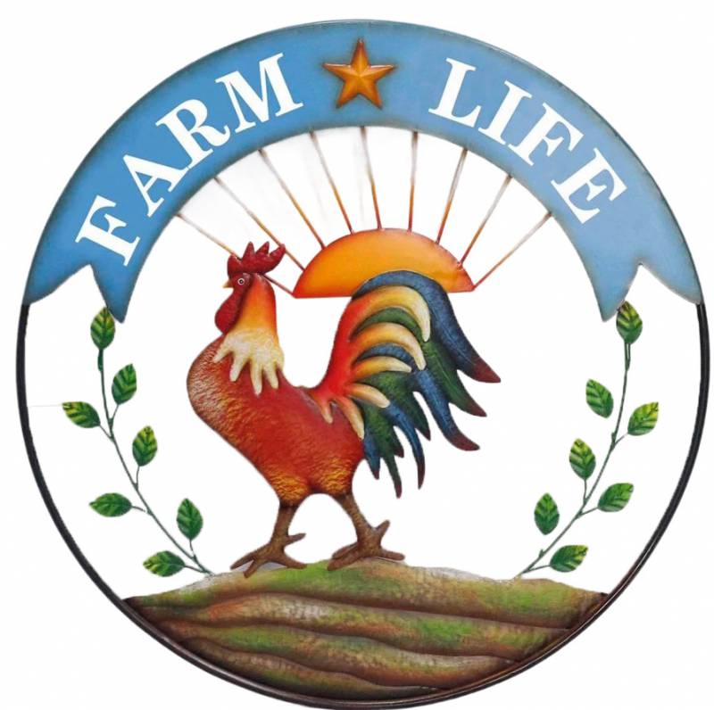 V637-E522906-202508252115-00 Round Farm Life Metal Wall Art 70cm - Image 1