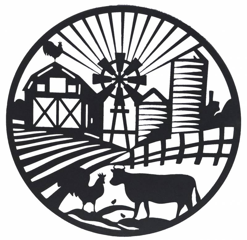 V637-E522918-202508252120-00 Round Farm Life Metal Wall Art 40cm - Image 1