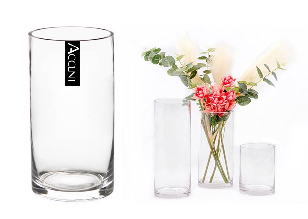 V637-GVA30281-202508252104-00 bulk 12 Glass Cylinder Vase Flower 25cm - Image 1