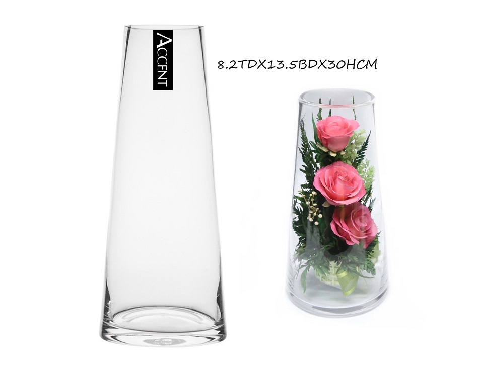 V637-GVA30301-202508252120-00 bulk 6 Glass Tapered Vase 30cm - Image 1