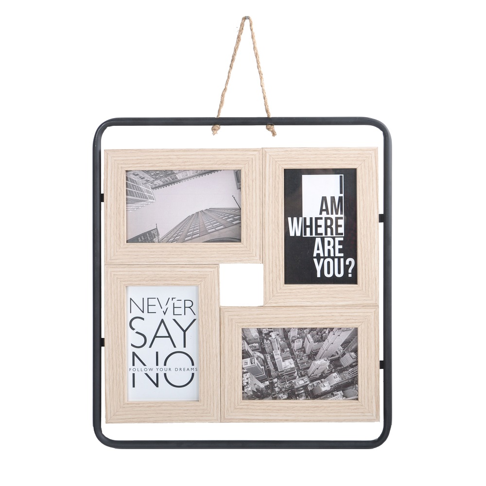 Hanging 4 Photo frame 4x6in Black & Natural 39cm