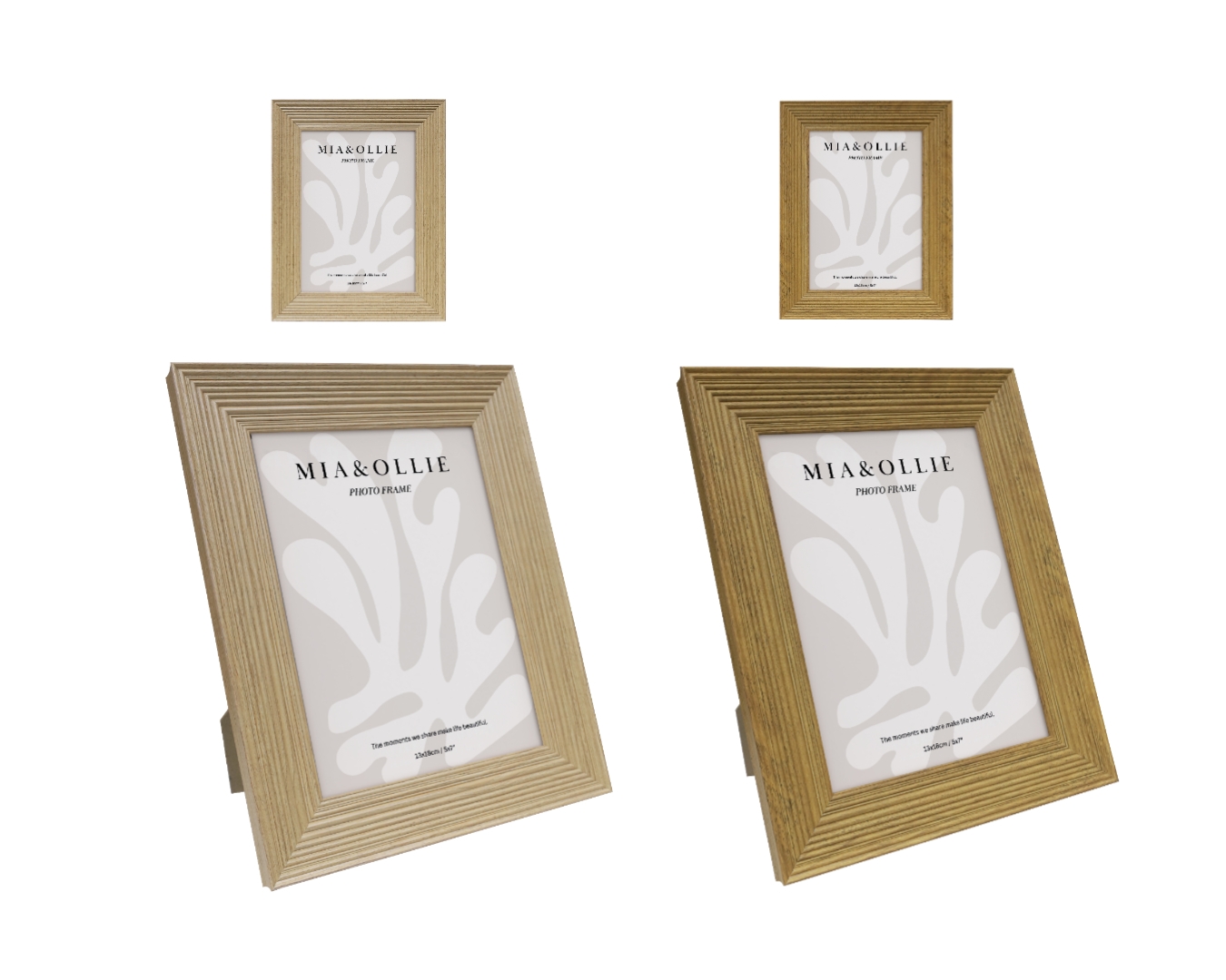 V637-PHO37317-202508252110-00 Set 2 Photo Frame Oak '5x7in" Assort 18cm - Image 1