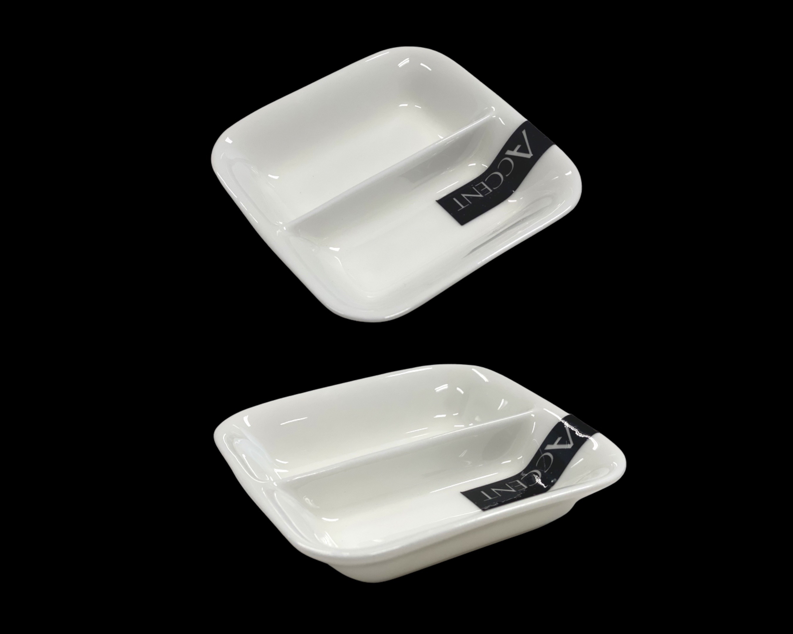 V637-TAB32572-202508260552-00 bulk 48 Bone China 2 Section Sauce Spice Dish 9cm - Image 1