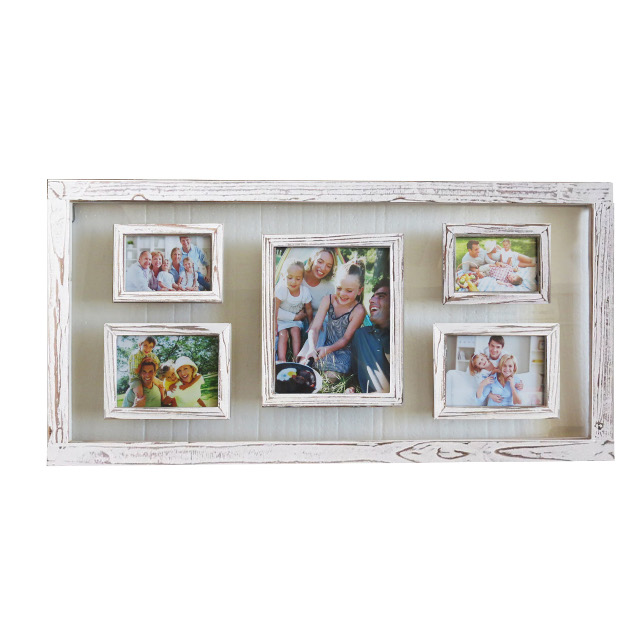 V637-WF-14A024-W-202508260720-00 Rustic 5 Collage Photo Frame w Glass Background 94cm - Image 1