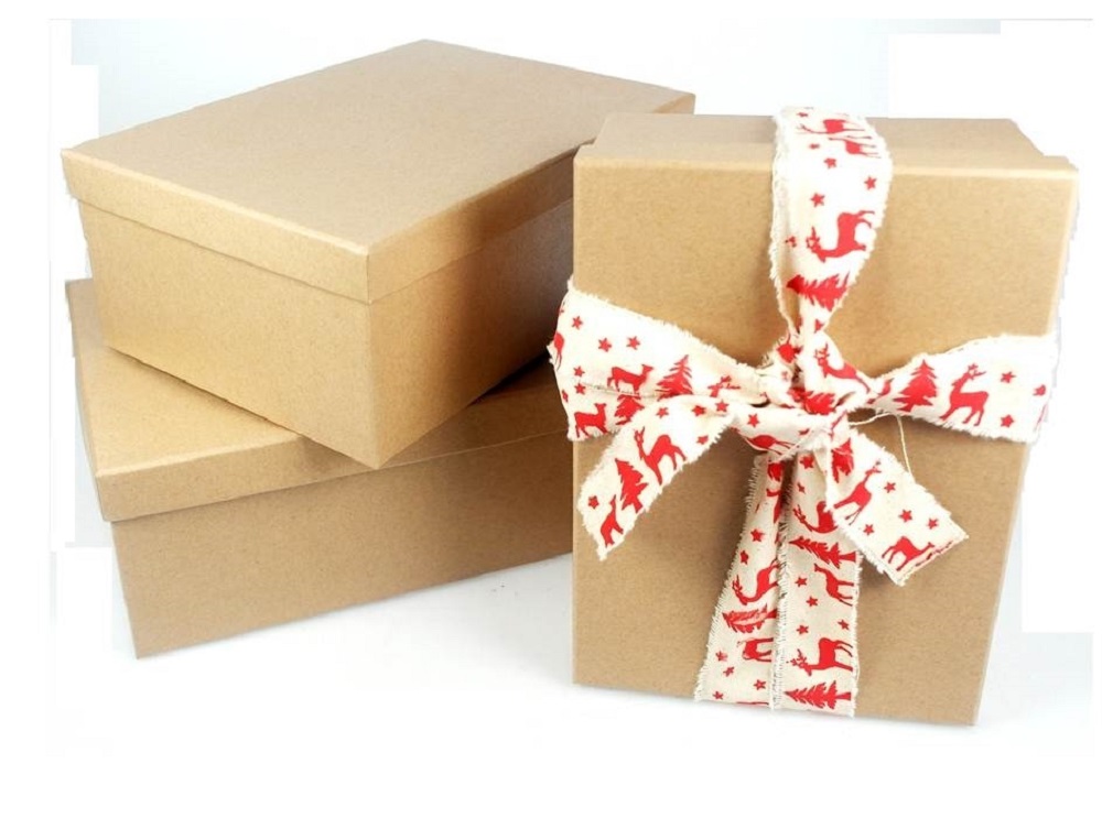 Set 18 Assorted Gift Boxes Natural Brown 43x16cm