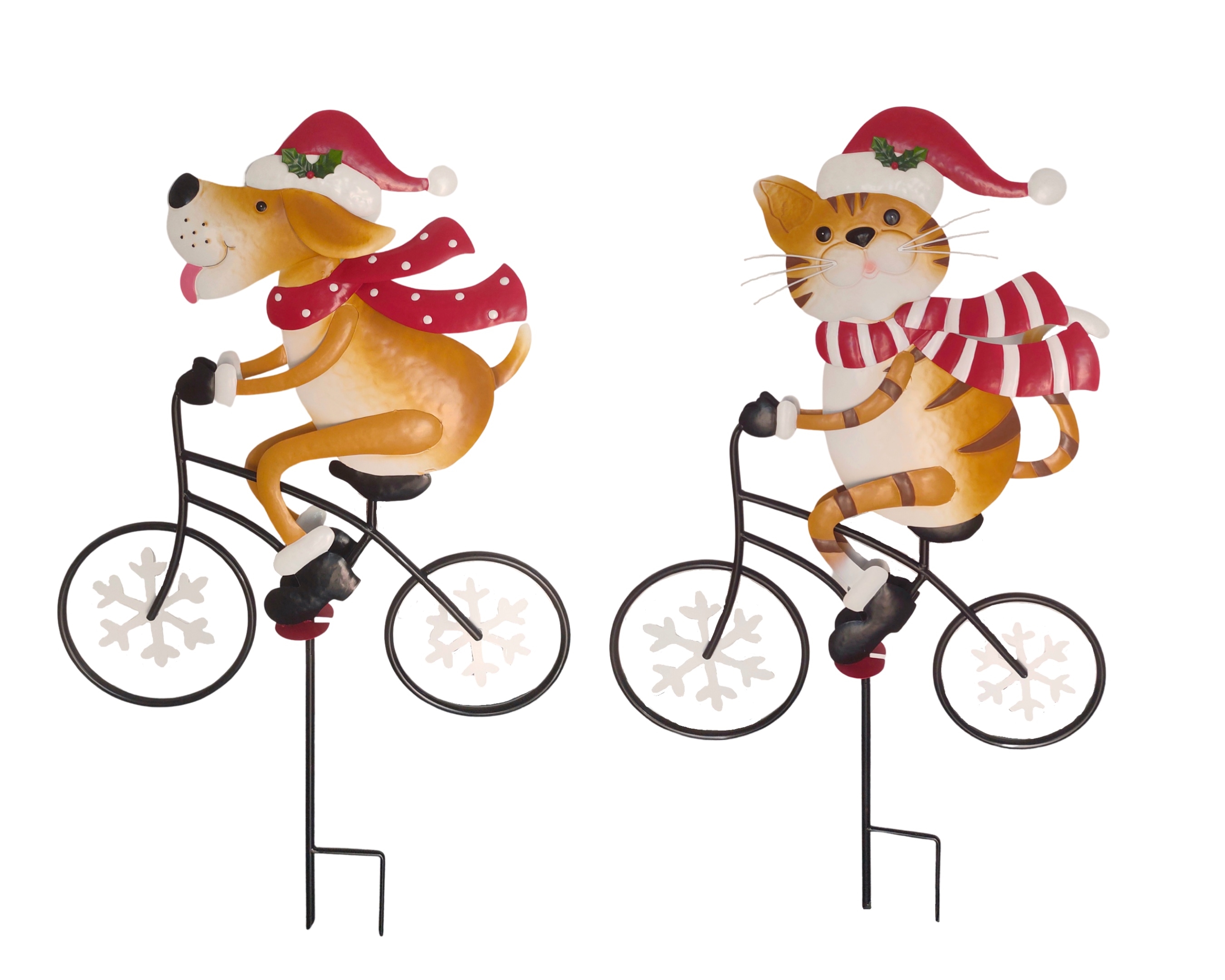 V637-XMS34472-202508260840-00 bulk 4 Xmas Metal Dog on Bike w Stake 90cm - Image 1