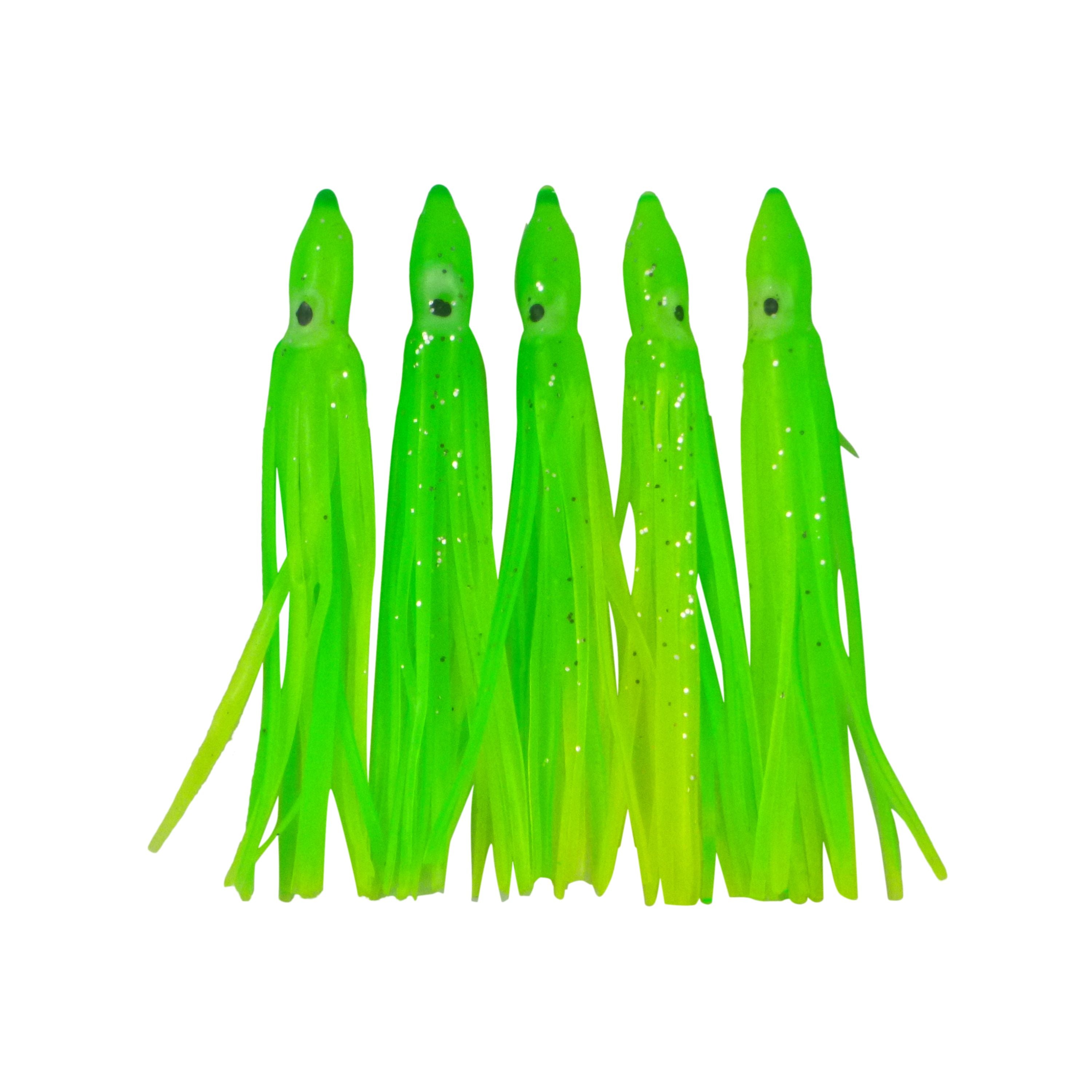 V658-93MC000437002-202507311246-00 Swimerz Octopus Skirts 100mm Lemon Lime, 5 pack - Image 1