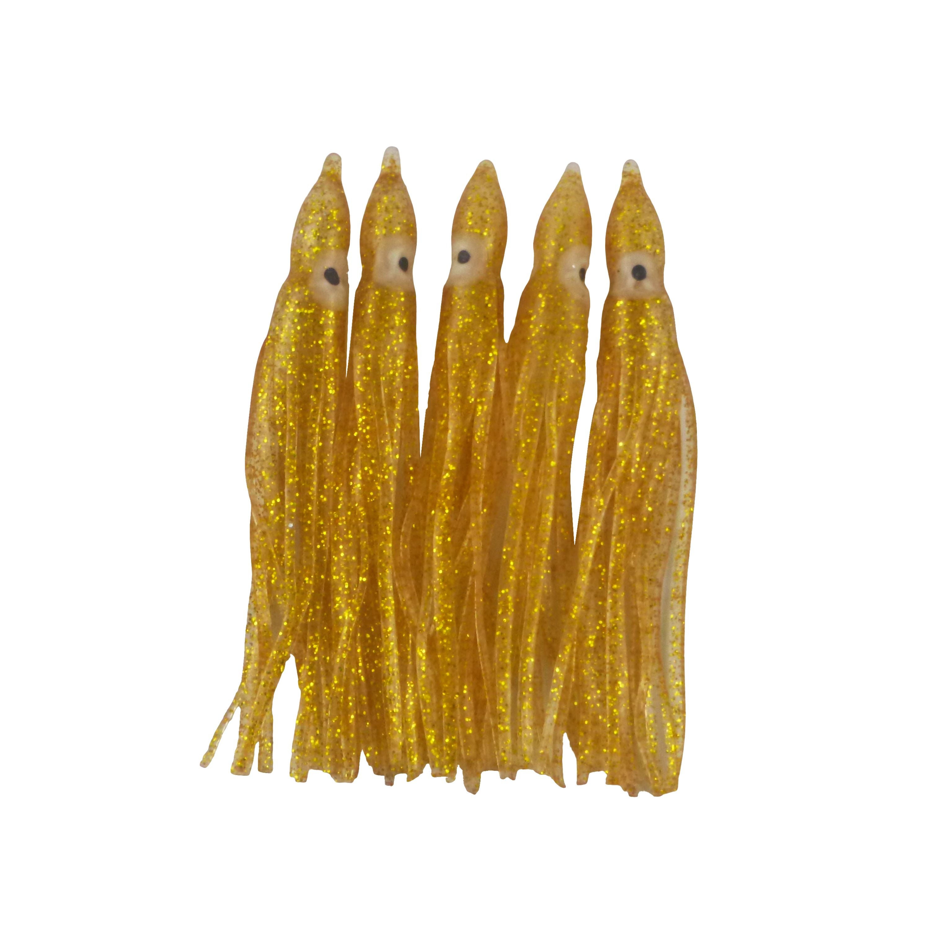 V658-93MC000437004-202507311246-00 Swimerz Octopus Skirts 100mm Gold Glitter, 5 pack - Image 1