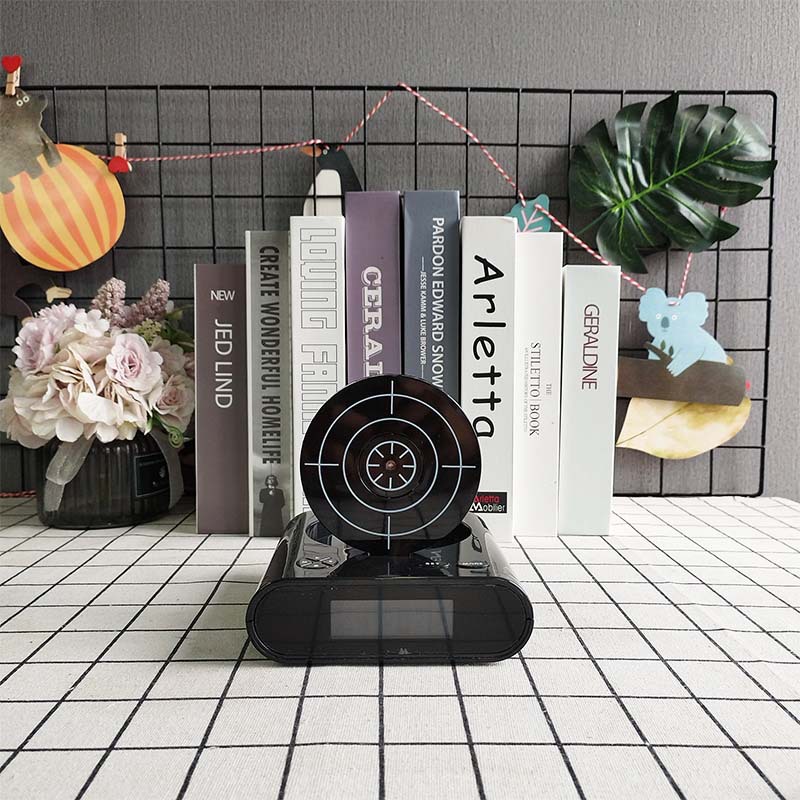 V888-ELOSUNG29715-202506190715-00 Gun Alarm Clock - Target Shooting Alarm with Infrared Gun, Recordable Alarm & Game Modes(Black) - Image 1