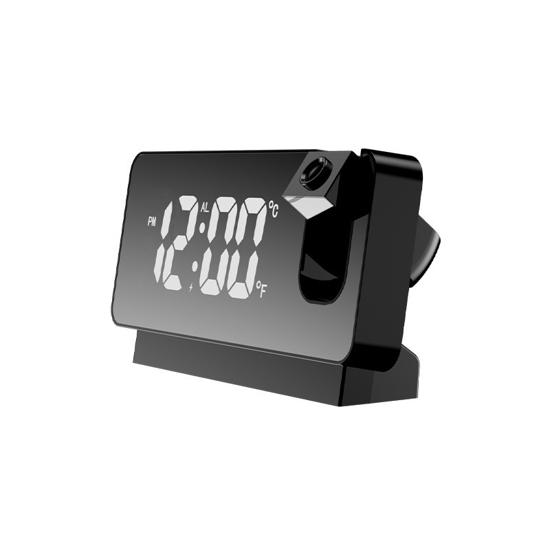 V888-ELOSUNG29717-202506190610-00 LED Digital Projection Alarm Clock - Temperature, Date, Snooze & 180 Adjustable Projector(Black shell white light) - Image 1