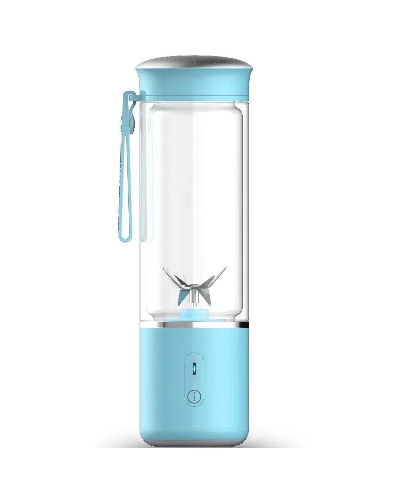 V888-ELOSUNG29738-202506190642-00 Portable Electric Juicer Blender - 450ml Glass Cup, 6-Blade, 20000RPM, USB Rechargeable(Light blue) - Image 1