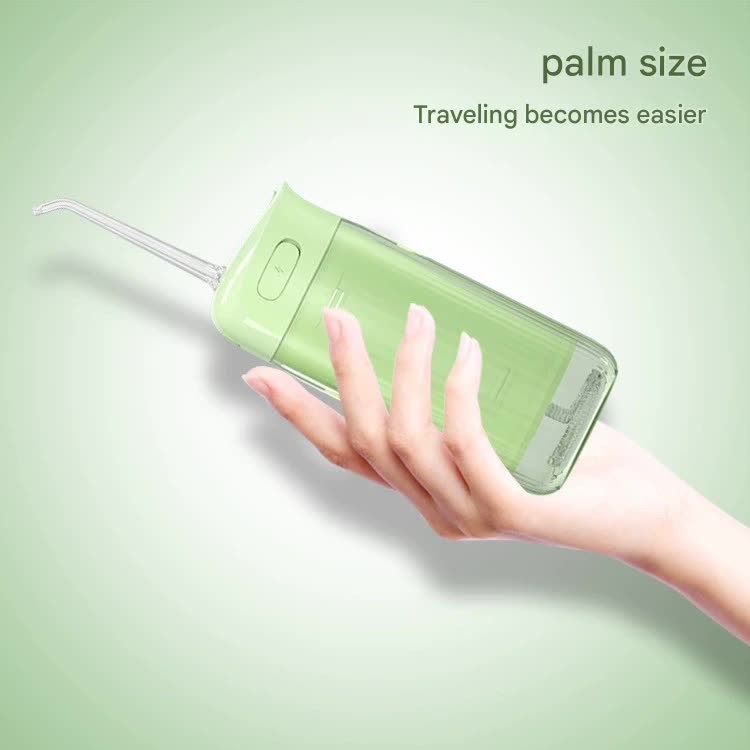 V888-ELOSUNG29812-202506190633-00 Portable Water Flosser - 70-Day Battery, 4 Modes, 5 Nozzles, IPX7 Waterproof, 200ml Telescopic Tank(Green) - Image 1