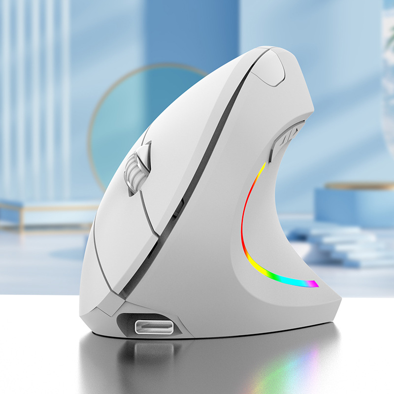 V888-ELOSUNG29825-202506190713-00 Ergonomic Vertical Wireless Mouse - 2.4G/Bluetooth, Rechargeable, RGB Light, 4 DPI Levels(white) - Image 1