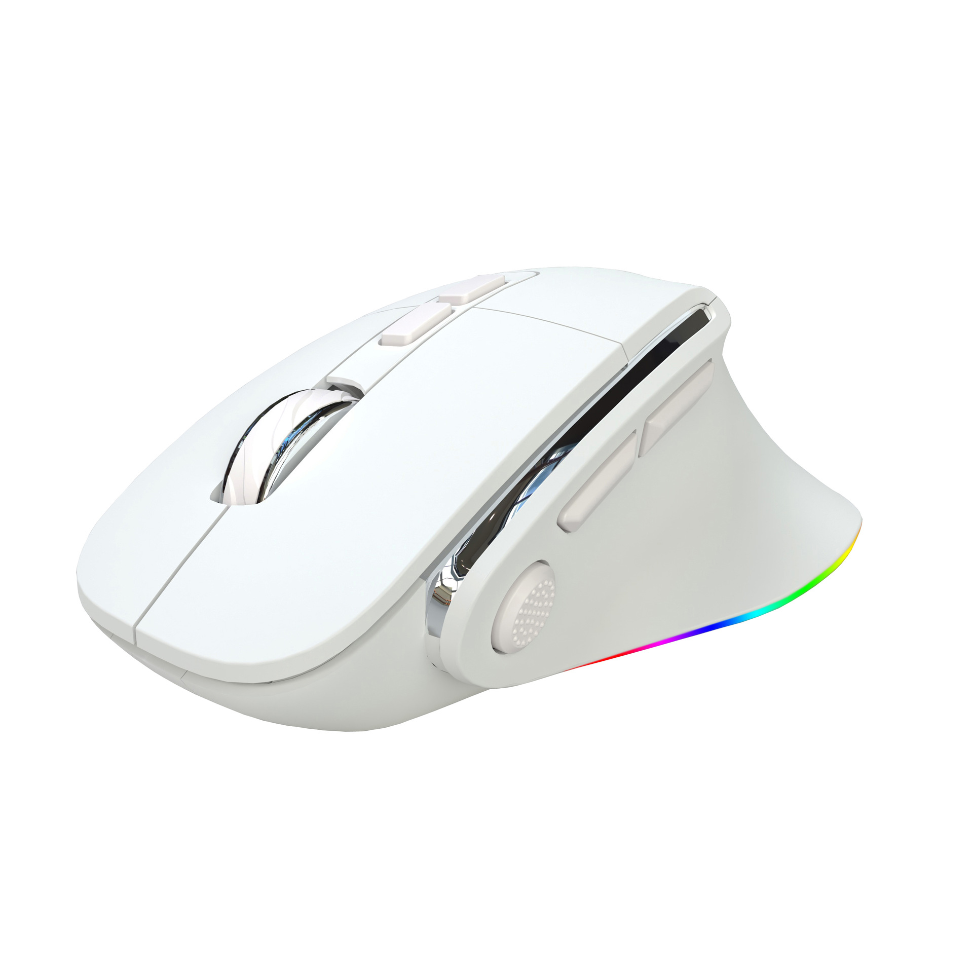 V888-ELOSUNG29850-202506191328-00 Ergonomic Vertical Wireless Mouse - Dual Mode (2.4G + Bluetooth), RGB Light, Rechargeable 500mAh Battery(White) - Image 1