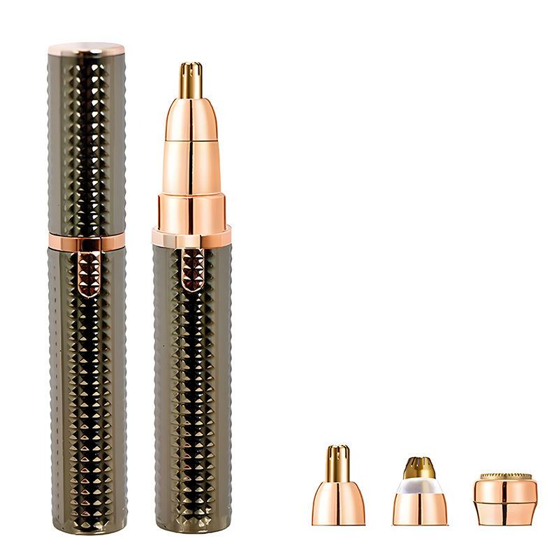 V888-ELOSUNG29998-202506191326-00 3-in-1 Rechargeable Electric Trimmer for Women - Nose, Eyebrow & Facial Hair Remover with Washable Heads & LED Light(brown) - Image 1