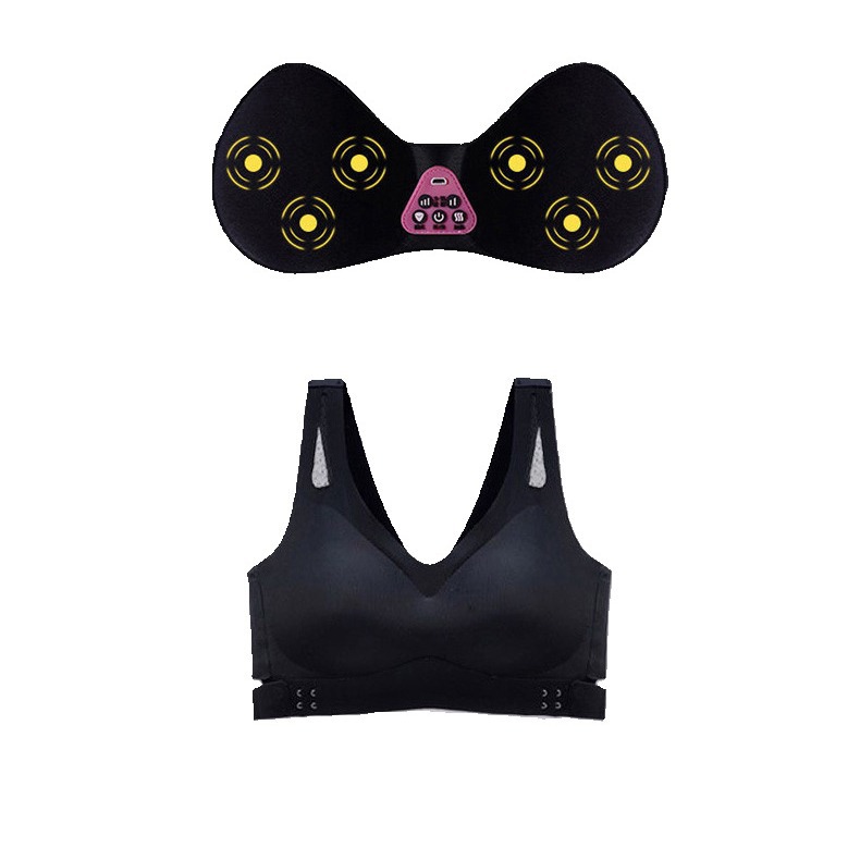 V888-ELOSUNG32379-202506190726-00 Size L Black Wireless Electric Breast Massager Bra - 5 Modes Vibration & 3 Heat Levels for Lifting Comfort & Wellness - Image 1