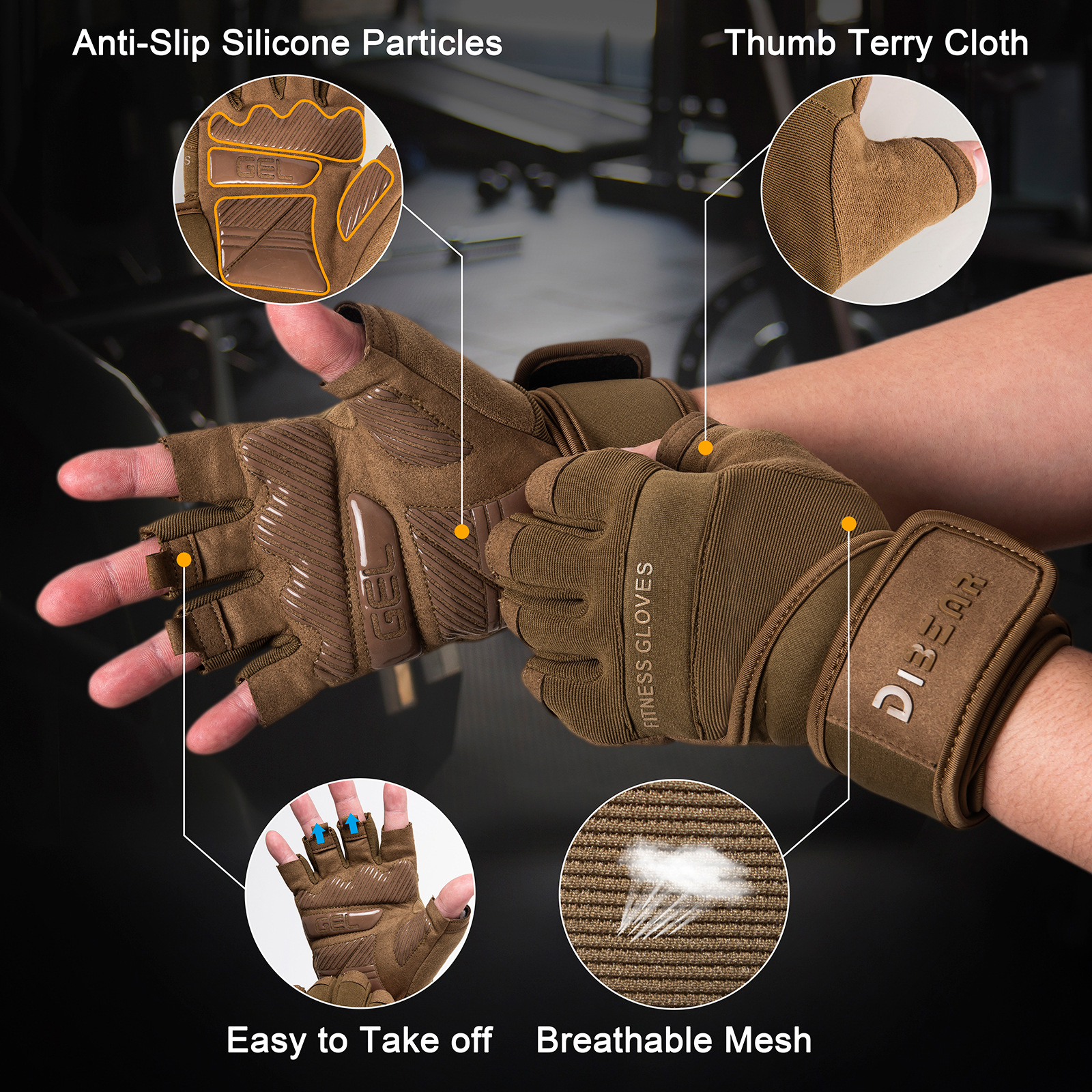 V888-ELOSUNG32417-202506190712-00 Size XL Green Heavy Duty Workout Gloves with Wrist Support - Anti-Slip Gel Padded Gym Gloves for Weightlifting, Training & Fitness - Image 1