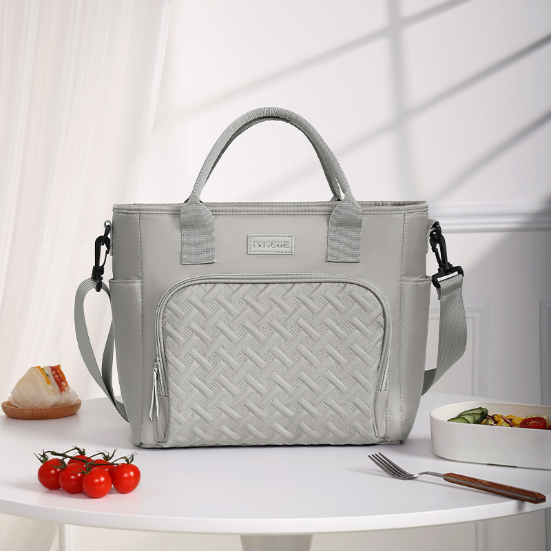 V888-ELOSUNG32441-202506191048-00 Grey Chic Insulated Lunch Tote Bag - 11L Large Capacity Cooler for Work, Picnic & Travel - Durable Oxford Fabric - Image 1