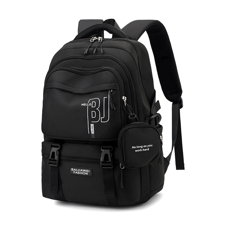 V888-ELOSUNG32512-202506191328-00 Black Large Capacity Student Backpack - Durable Oxford Cloth School Bag with Laptop Compartment & Multiple Pockets - Image 1
