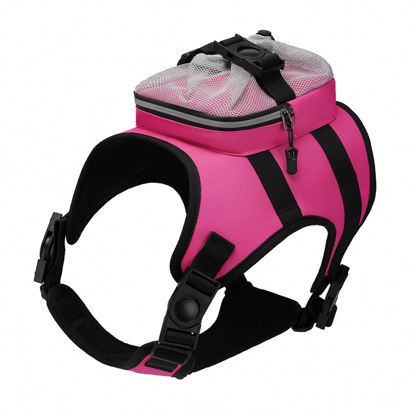 V888-ELOSUNG32552-202506191126-00 Size S Black and Pink Ultimate Dog Harness Vest with Backpack - Padded, Reflective & Adjustable for Medium Sized Dogs - Image 1