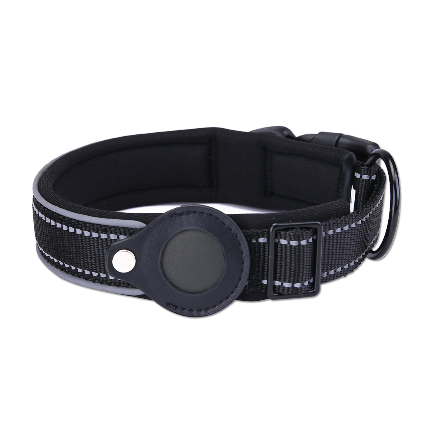 V888-ELOSUNG32707-202506301002-00 Size XL Black Reflective Adjustable Anti-Lost Pet Collar (For Apple AirTag - Collar Only, Tracker Not Included) - Image 1