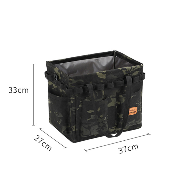 V888-ELOSUNG32734-202506301025-00 Black Camouflage Heavy Duty Foldable Outdoor Camping Storage Box - Oxford Cloth Collapsible Gear Organizer Tote with Pockets - Image 1