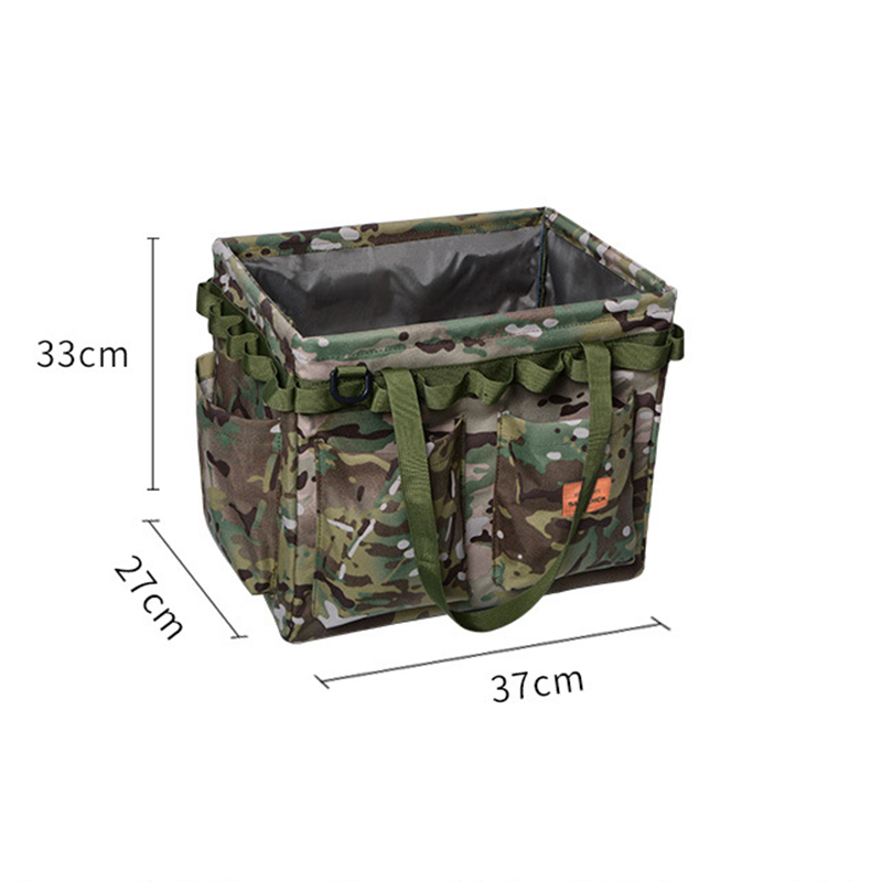 V888-ELOSUNG32735-202506301026-00 Green Camouflage Heavy Duty Foldable Outdoor Camping Storage Box - Oxford Cloth Collapsible Gear Organizer Tote with Pockets - Image 1
