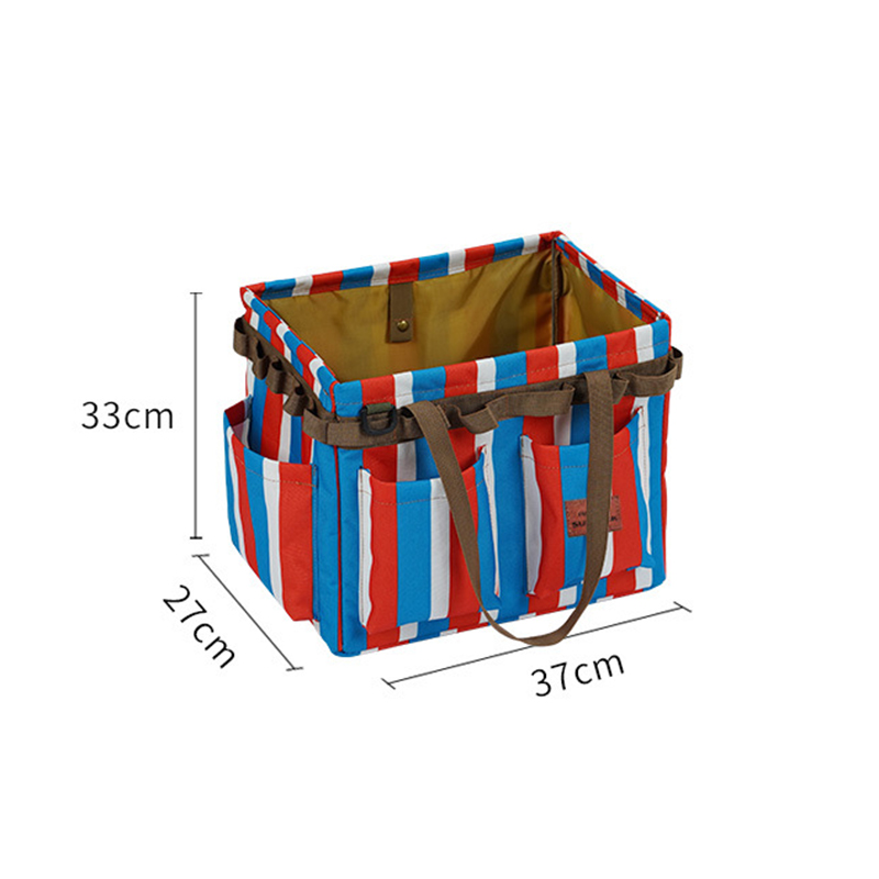 V888-ELOSUNG32738-202506301026-00 Red,Blue and White Stripes Heavy Duty Foldable Outdoor Camping Storage Box - Oxford Cloth Collapsible Gear Organizer Tote with Pockets - Image 1