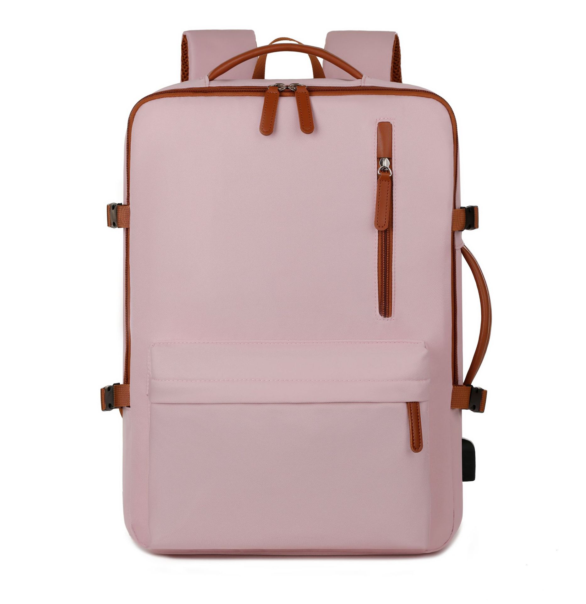 V888-ELOSUNG32795-202507021025-00 Pink Expandable Laptop Backpack with USB Port - Stylish Travel & Business Daypack - Image 1
