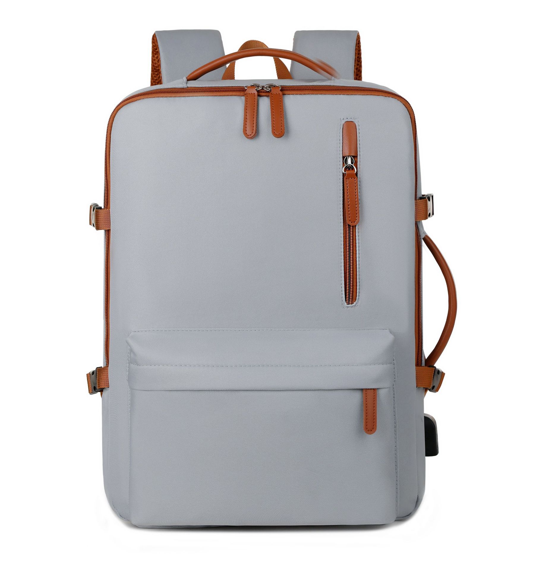 V888-ELOSUNG32796-202507021025-00 Grey Expandable Laptop Backpack with USB Port - Stylish Travel & Business Daypack - Image 1