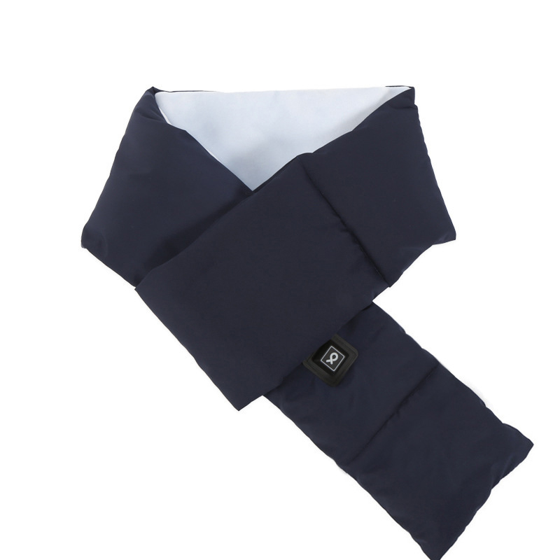 V888-ELOSUNG32860-202507070953-00 Dark Blue USB Electric Heated Scarf - Portable Puffer Neck Warmer with 3-Level Heat Control for Winter - Image 1