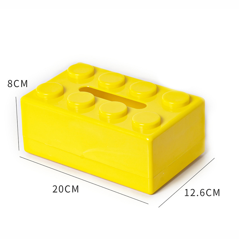 V888-ELOSUNG32938-202507151032-00 Yellow 2 Pcs Creative Building Block Tissue Box Holder - Wall-Mounted & Desktop Dispenser for Bathroom, Kids Room & Office Decor - Image 1