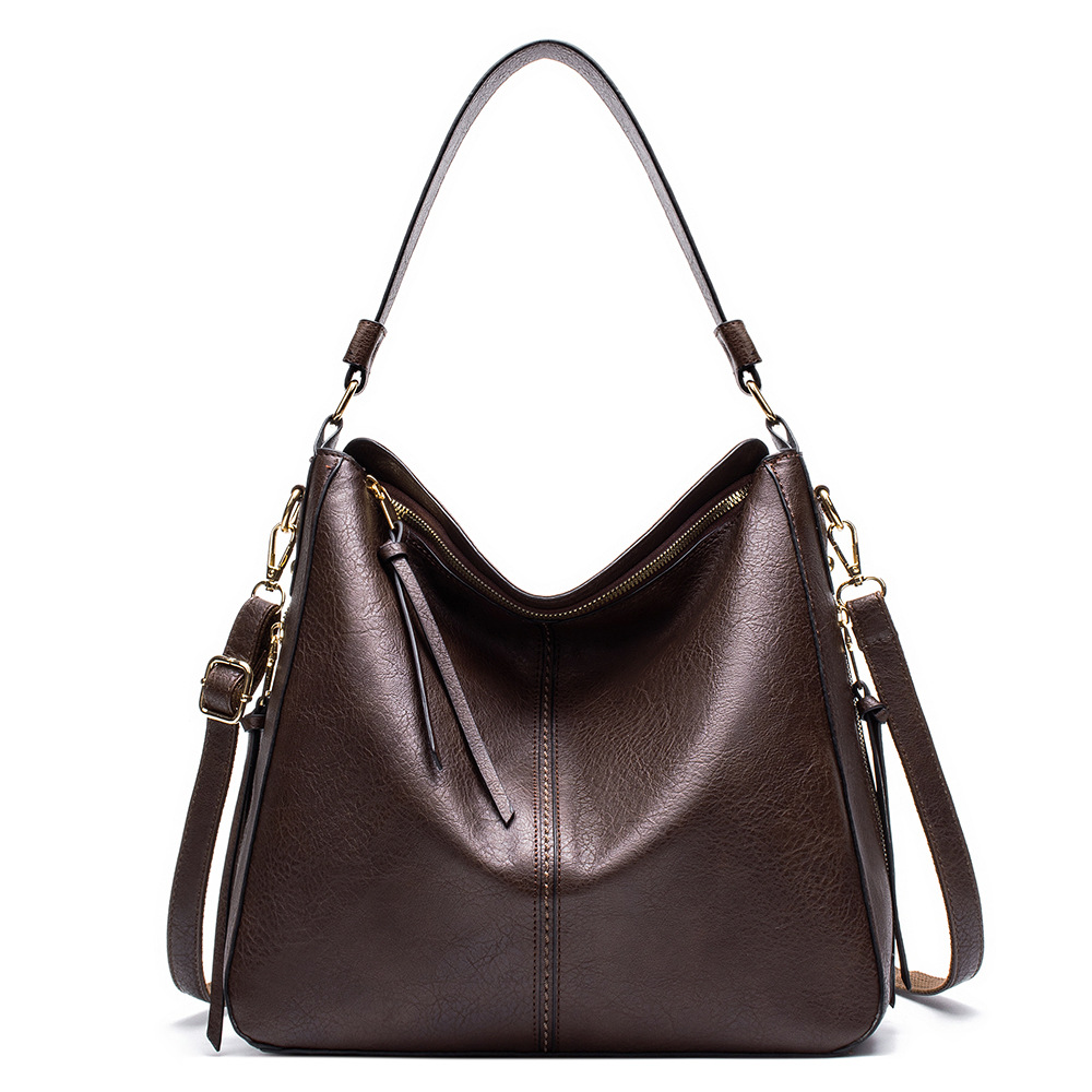 V888-ELOSUNG32973-202507180931-00 Coffee Womens Soft PU Leather Hobo Bag - Large Casual Tote Handbag with Adjustable Crossbody Strap - Image 1