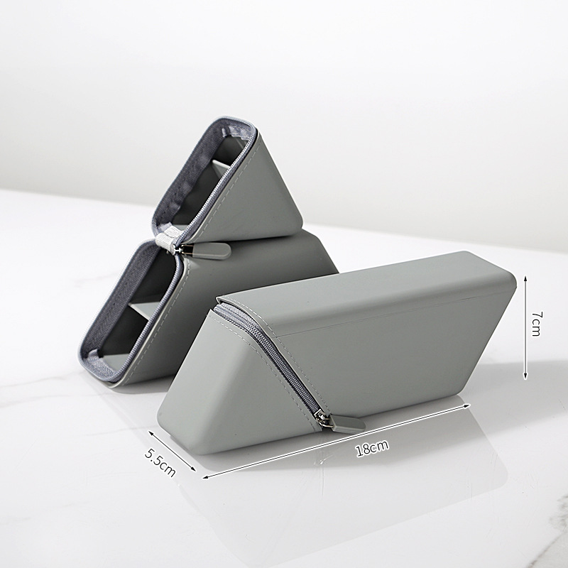 V888-ELOSUNG32999-202507180921-00 Grey Transforming Silicone Pencil Case - Stand-Up Pen Holder & Stationery Organizer - Image 1