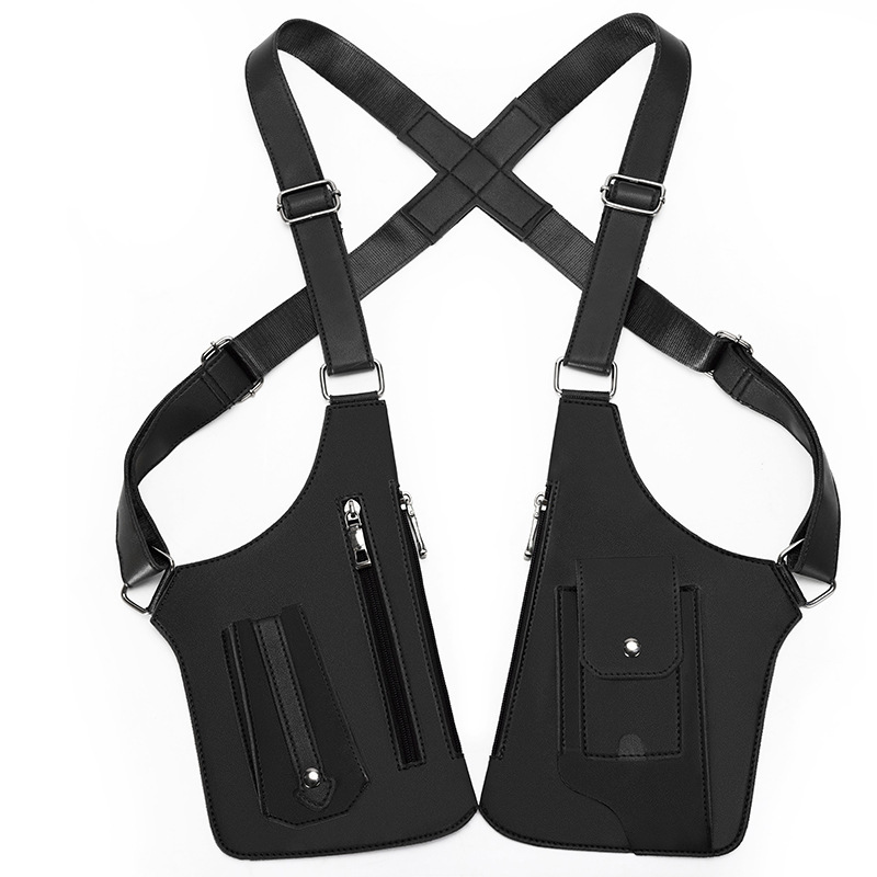 Balck Tactical Underarm Shoulder Holster Bag - Anti-Theft Double Pouch Vest Pack for Men