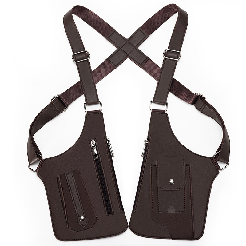V888-ELOSUNG33371-202506191246-00 Brown Tactical Underarm Shoulder Holster Bag - Anti-Theft Double Pouch Vest Pack for Men - Image 1